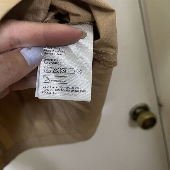 NWT H&M cotton tan khaki trench wrap tie dungaree dress size US 6 - Picture 5 of 6